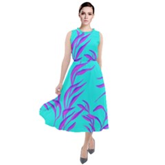 Branches Leaves Colors Summer Round Neck Boho Dress by Simbadda