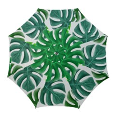 Tropical Greens Leaves Design Golf Umbrellas by Simbadda