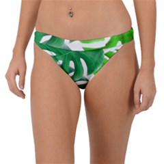 Tropical Greens Leaves Design Band Bikini Bottom