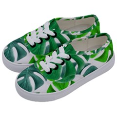 Tropical Greens Leaves Design Kids  Classic Low Top Sneakers