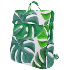 Tropical Greens Leaves Design Flap Top Backpack by Simbadda