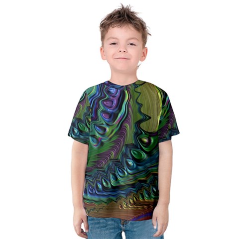 Fractal Art Background Image Kids  Cotton Tee by Simbadda