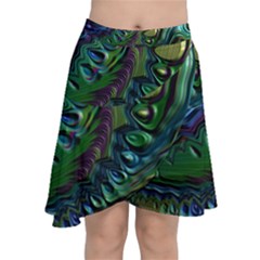 Fractal Art Background Image Chiffon Wrap Front Skirt by Simbadda