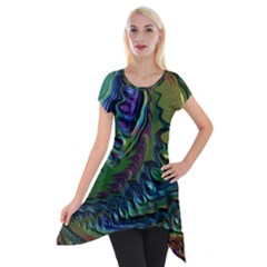 Fractal Art Background Image Short Sleeve Side Drop Tunic