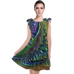 Fractal Art Background Image Tie Up Tunic Dress