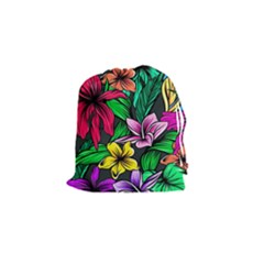 Hibiscus Flower Plant Tropical Drawstring Pouch (small) by Simbadda