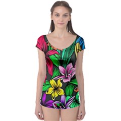 Hibiscus Flower Plant Tropical Boyleg Leotard  by Simbadda