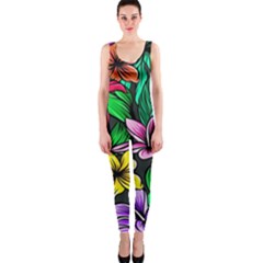 Hibiscus Flower Plant Tropical One Piece Catsuit by Simbadda