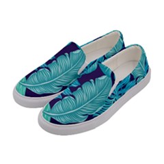 Tropical Greens Leaves Design Women s Canvas Slip Ons