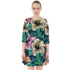 Hibiscus Flower Plant Tropical Smock Dress