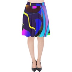 Curvy Collage Velvet High Waist Skirt
