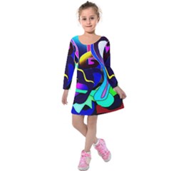 Curvy Collage Kids  Long Sleeve Velvet Dress