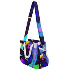 Curvy Collage Rope Handles Shoulder Strap Bag