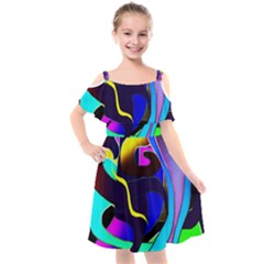 Curvy Collage Kids  Cut Out Shoulders Chiffon Dress
