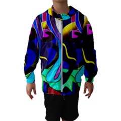 Curvy Collage Kids  Hooded Windbreaker by bloomingvinedesign