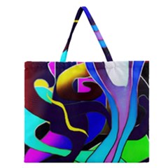 Curvy Collage Zipper Large Tote Bag