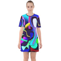 Curvy Collage Sixties Short Sleeve Mini Dress by bloomingvinedesign
