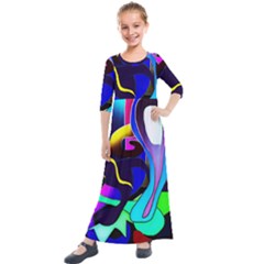 Curvy Collage Kids  Quarter Sleeve Maxi Dress