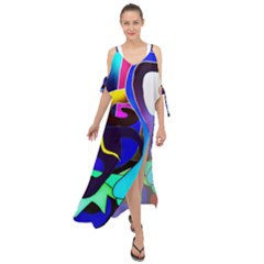 Curvy Collage Maxi Chiffon Cover Up Dress