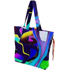 Curvy Collage Drawstring Tote Bag