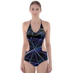 Abstract Background Reason Texture Cut-out One Piece Swimsuit