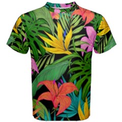 Tropical Greens Leaves Design Men s Cotton Tee by Simbadda