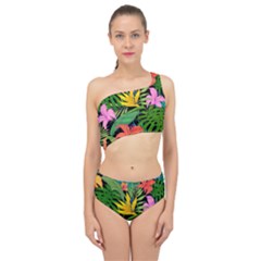 Tropical Greens Leaves Design Spliced Up Two Piece Swimsuit by Simbadda