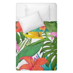 Tropical Greens Leaves Monstera Duvet Cover Double Side (single Size) by Simbadda