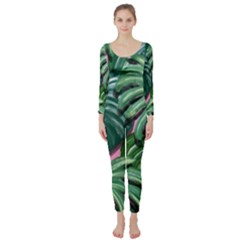 Painting Leaves Tropical Jungle Long Sleeve Catsuit