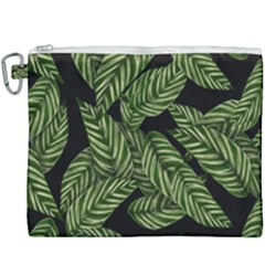 Leaves Black Background Pattern Canvas Cosmetic Bag (xxxl) by Simbadda