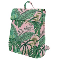 Tropical Greens Leaves Design Flap Top Backpack by Simbadda