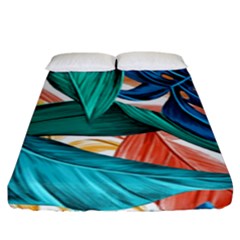 Leaves Tropical Summer Exotic Fitted Sheet (king Size) by Simbadda