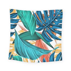 Leaves Tropical Summer Exotic Square Tapestry (small) by Simbadda