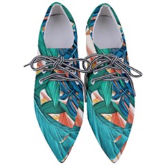 Leaves Tropical Summer Exotic Pointed Oxford Shoes by Simbadda