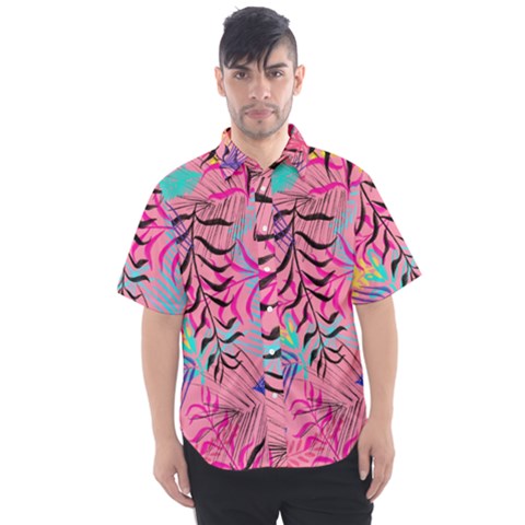 Illustration Reason Leaves Design Men s Short Sleeve Shirt by Simbadda