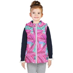 Leaves Tropical Reason Stamping Kids  Hooded Puffer Vest