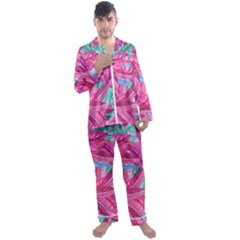 Leaves Tropical Reason Stamping Men s Satin Pajamas Long Pants Set by Simbadda