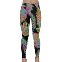 Autumn Pattern Dried Leaves Classic Yoga Leggings by Simbadda