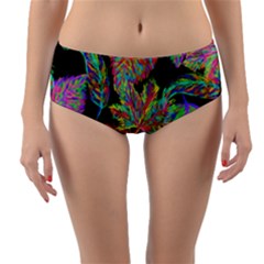 Autumn Pattern Dried Leaves Reversible Mid-waist Bikini Bottoms by Simbadda