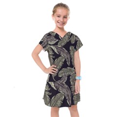 Jungle Leaves Tropical Pattern Kids  Drop Waist Dress by Simbadda