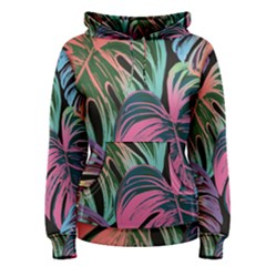 Leaves Tropical Jungle Pattern Women s Pullover Hoodie by Simbadda