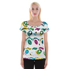 Distorted Circles On A White Background                 Women s Cap Sleeve Top