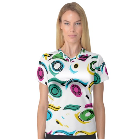 Distorted Circles On A White Background                 V-neck Sport Mesh Tee by LalyLauraFLM