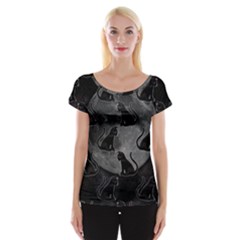 Black Cat Full Moon Cap Sleeve Top