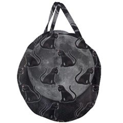 Black Cat Full Moon Giant Round Zipper Tote by bloomingvinedesign