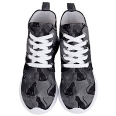 Black Cat Full Moon Women s Lightweight High Top Sneakers by bloomingvinedesign