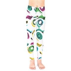 Distorted Circles On A White Background              Kids  Leggings by LalyLauraFLM