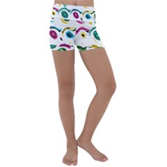 Distorted Circles On A White Background                 Kids  Lightweight Velour Yoga Shorts