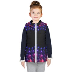 Red Purple 3d Fractals                 Kid s Hooded Puffer Vest by LalyLauraFLM