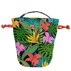 Tropical Leaves                   Drawstring Bucket Bag by LalyLauraFLM